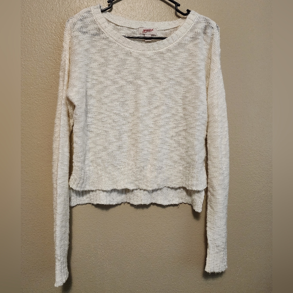 Cream Acrylic Knit Sweater Crop